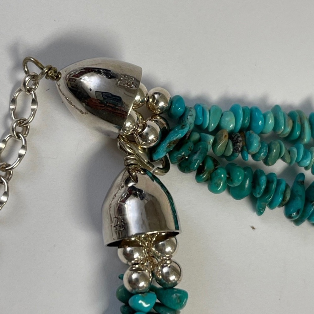 DTR Jay King Sterling Silver Three Strand Turquoise Beaded Necklace - Picture 5 of 5